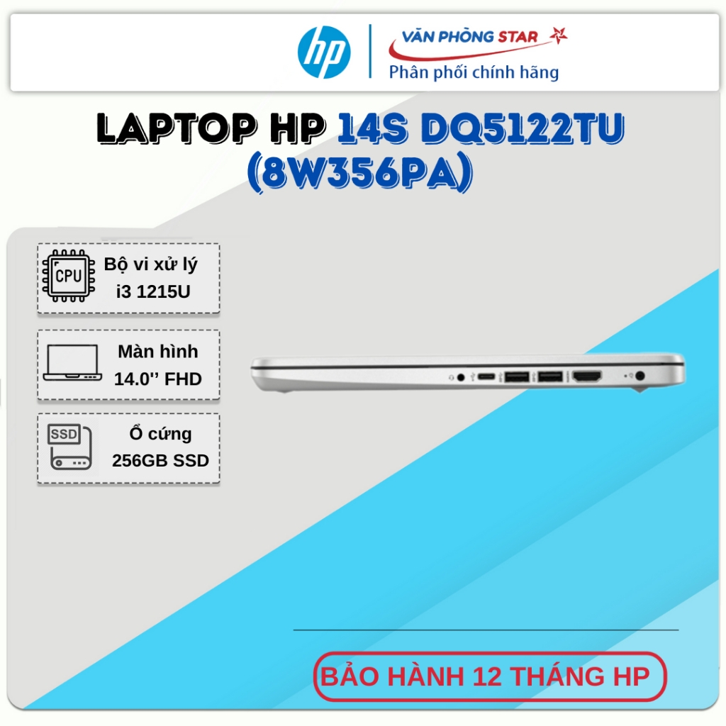 Laptop HP 14s dq5122TU 8W356PA (i3 1215U/ 8GB/ 256GB SSD/Intel UHD Graphics/14 inch FHD/Win11/ Silver)