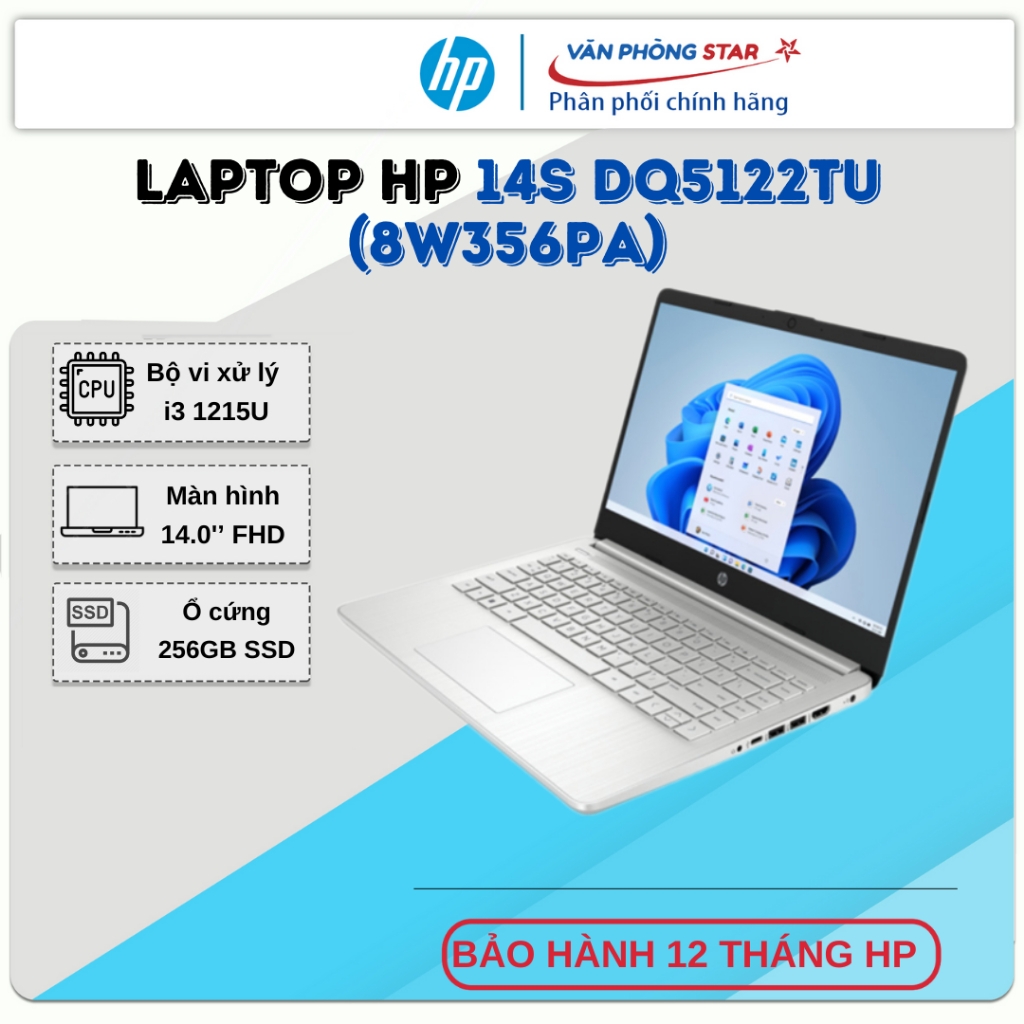 Laptop HP 14s dq5122TU 8W356PA (i3 1215U/ 8GB/ 256GB SSD/Intel UHD Graphics/14 inch FHD/Win11/ Silver)