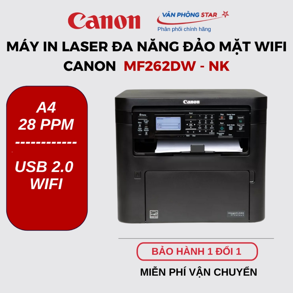 Máy in Laser đa chức năng Canon MF262DW (NK) - In Copy Scan Đảo mặt Wifi - Mới 100% - BH 12 tháng