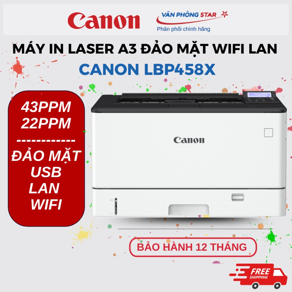 Máy In Laser A3 Canon LBP458x – In đảo mặt, Kết Nối WiFi - LAN -  Phù Hợp Cho Văn Phòng Doanh Nghiệp