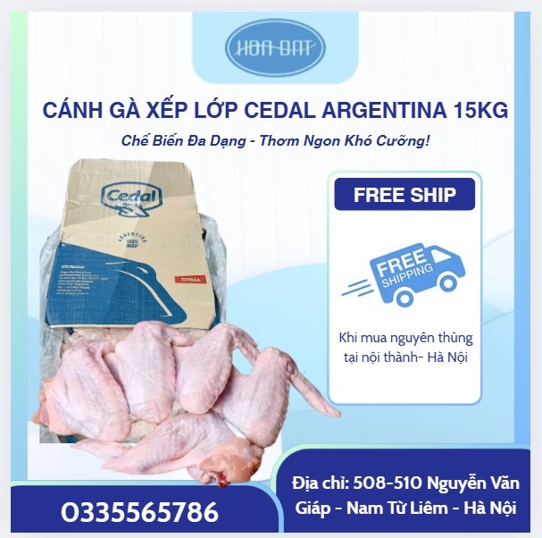 Cánh gà xếp lớp Argentina Cedal to đẹp thùng 15kg