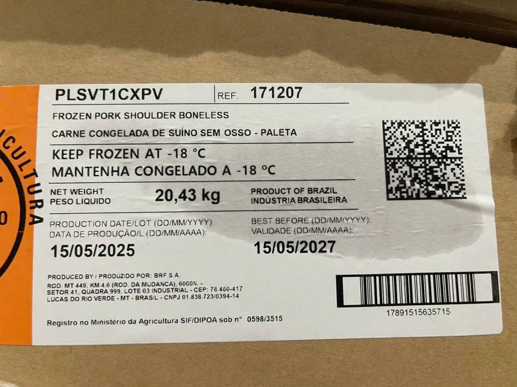 NẠC VAI HEO SULINA BRAZIL 18KG/ THÙNG