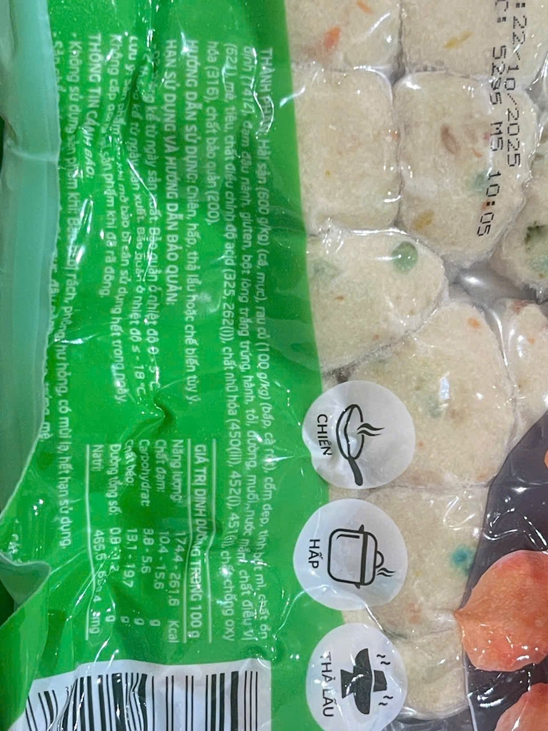 Viên rau củ Hải sản Kitkoll JJ LC Foods gói 500g 160v