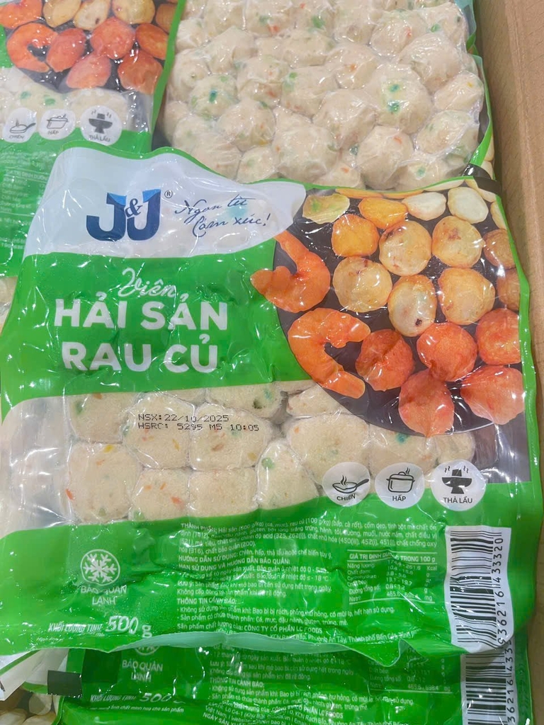Viên rau củ Hải sản Kitkoll JJ LC Foods gói 500g 160v