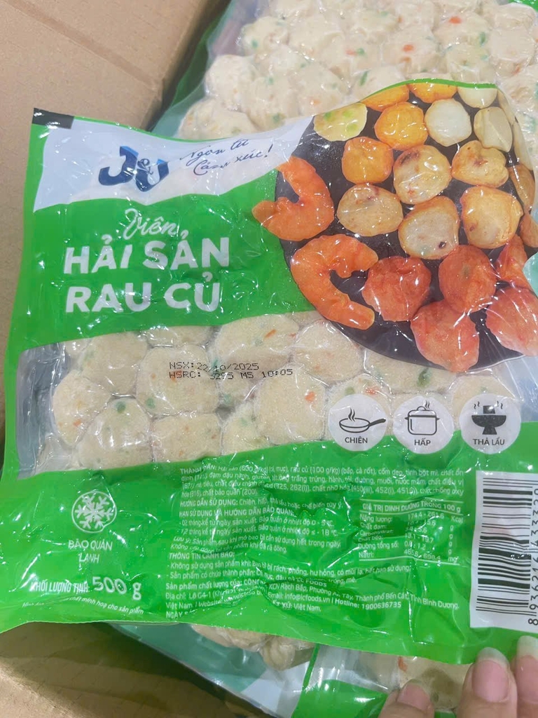 Viên rau củ Hải sản Kitkoll JJ LC Foods gói 500g 160v