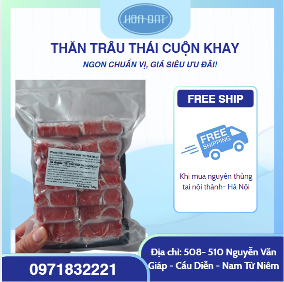 Thăn trâu thái cuộn khay 500g* 20 khay