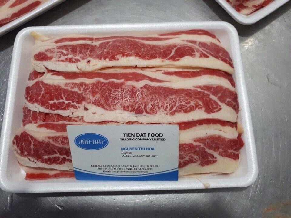 Ba chỉ bò xếp dải đóng khay ( thái nướng )  500gr