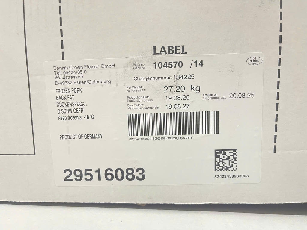 MỠ TẤM LƯNG HEO DANIS – NHẬP KHẨU ĐỨC – THÙNG 27.2KG