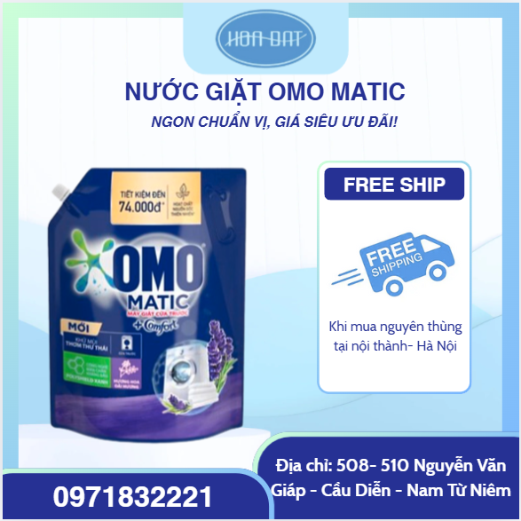 Nước giặt OMO Matic cửa trước túi 3.6kg * 4 túi / thùng ( màu xanh)