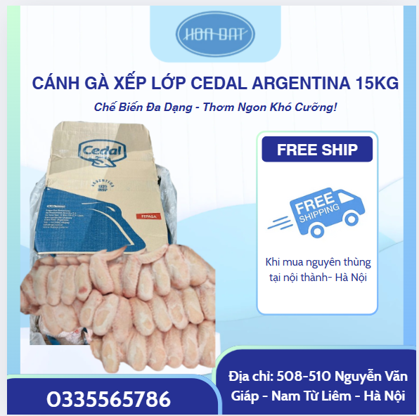 Cánh gà xếp lớp Argentina Cedal to đẹp thùng 15kg