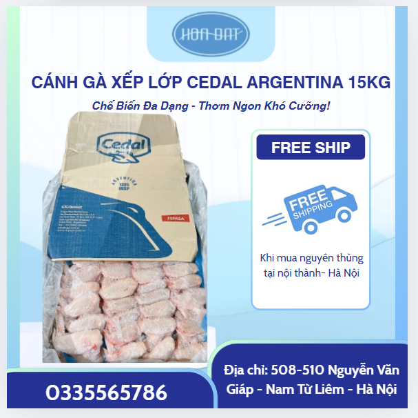 Cánh gà xếp lớp Argentina Cedal to đẹp thùng 15kg