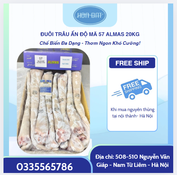 ĐUÔI TRÂU ẤN ĐỘ MÃ 57 ALMAS THÙNG 20KG