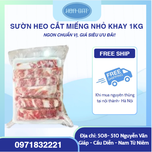 Sườn heo cắt miếng 5cm khay 1kg