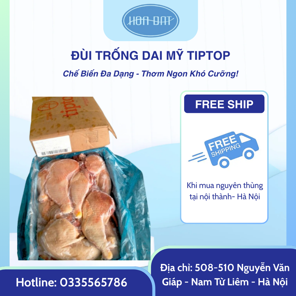 Đùi gà trống dai Mỹ TIPTOP thùng 10kg