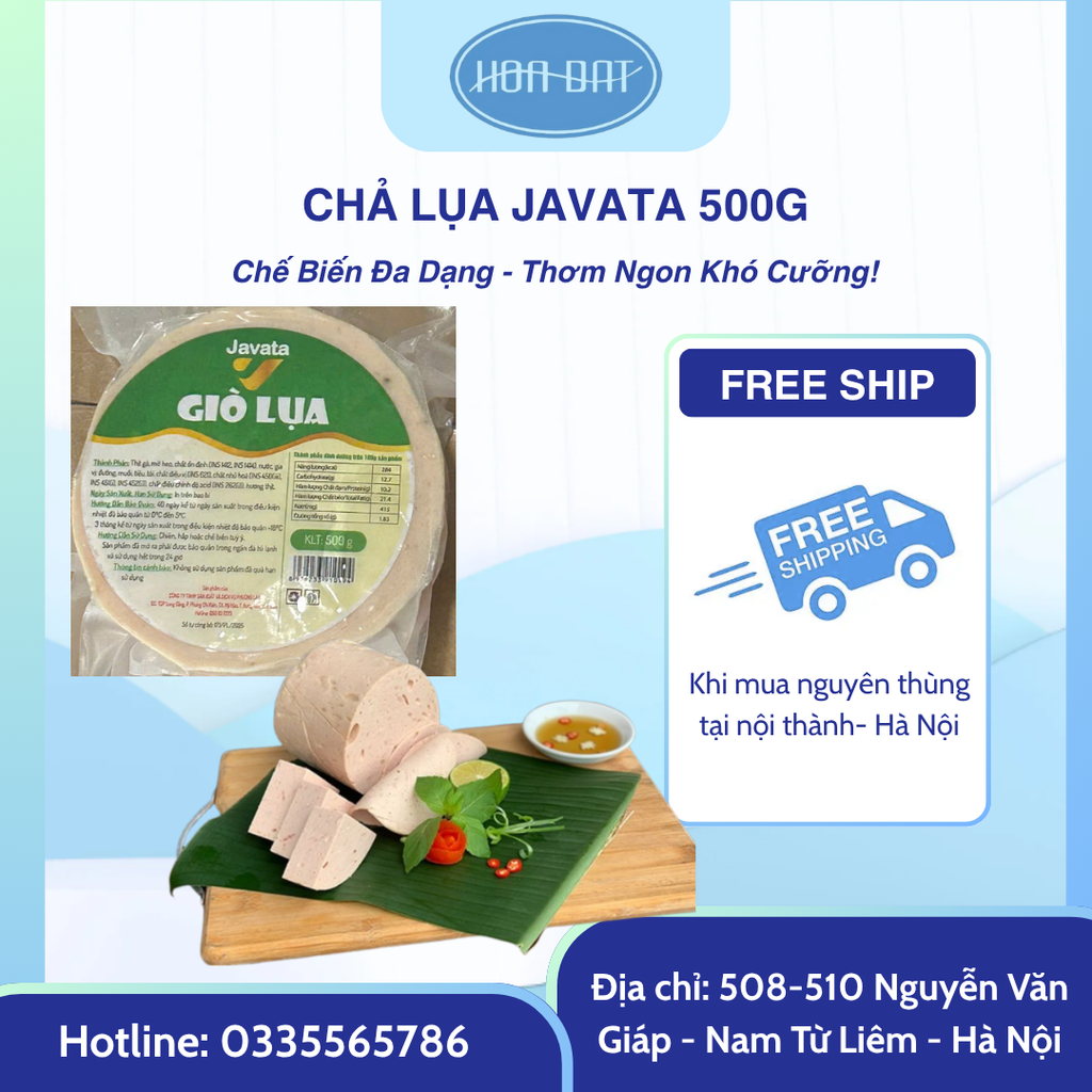 CHẢ LỤA (GIÒ lỤA) JAVATA GÓI 500GR - THÙNG 20KG