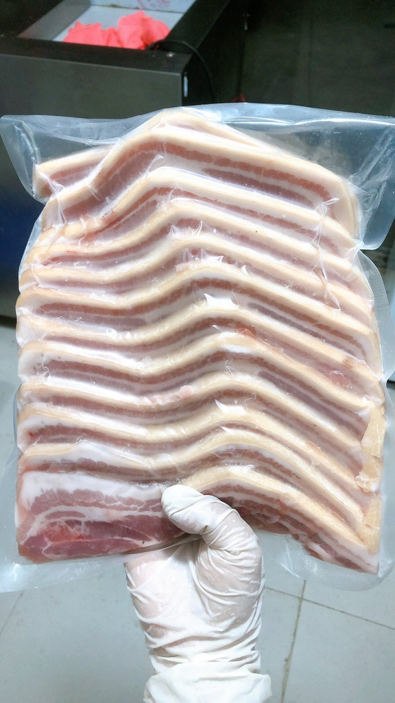 Ba chỉ  rút xương thái lát mỏng (1-1.5 cm) túi 1kg