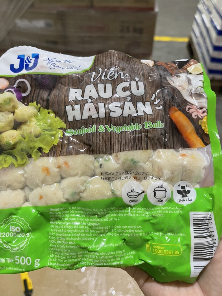 Viên rau củ Hải sản Kitkoll JJ LC Foods gói 500g 160v