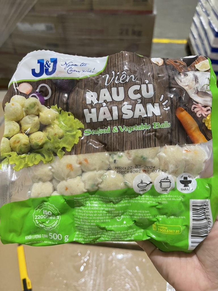 Viên rau củ Hải sản Kitkoll JJ LC Foods gói 500g 160v