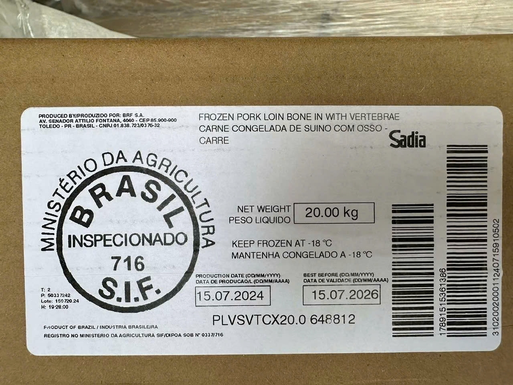 SƯỜN CỐT LẾT SADIA BRASIL 20kg