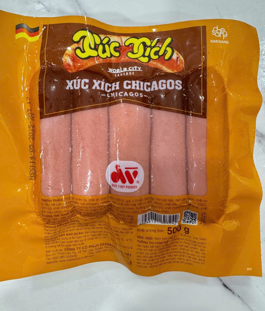 Xúc xích Chicagos Đức Việt 500gr ( 10 cái)