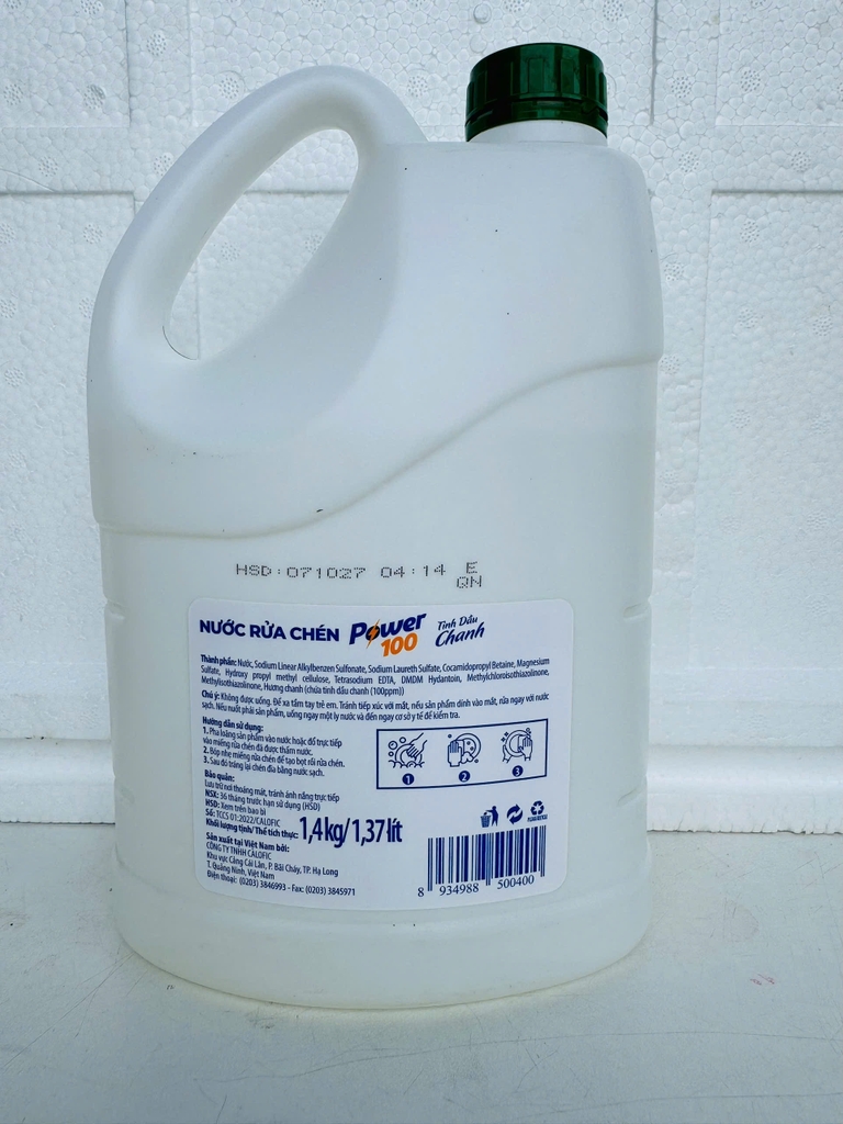 Nước rửa chén Power 100 hương chanh  1.4kg ( thùng* 8 can)