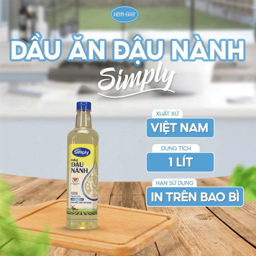 Dầu ăn Simply ( dầu đậu nành) chai 1 lít