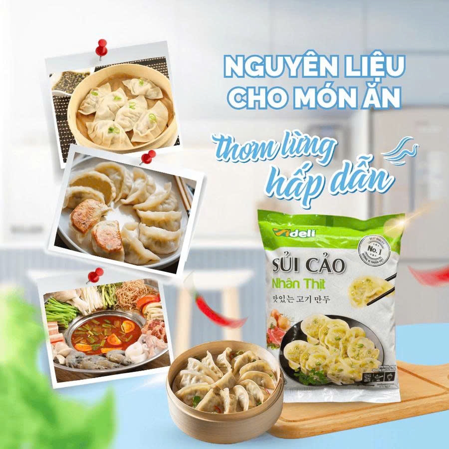 Sủi cảo Videli nhân thịt 1kg