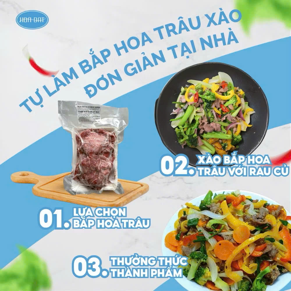 Bắp hoa trâu thái lát đóng khay 500g