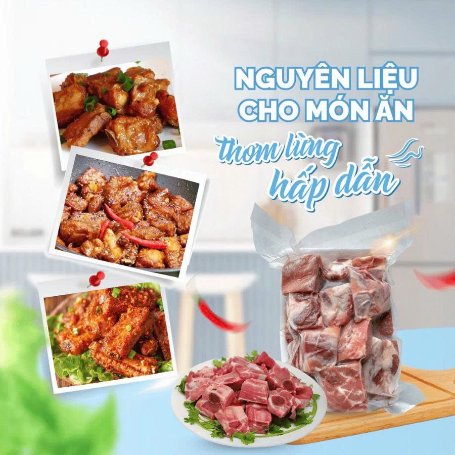 Sườn heo cắt miếng 5cm khay 1kg