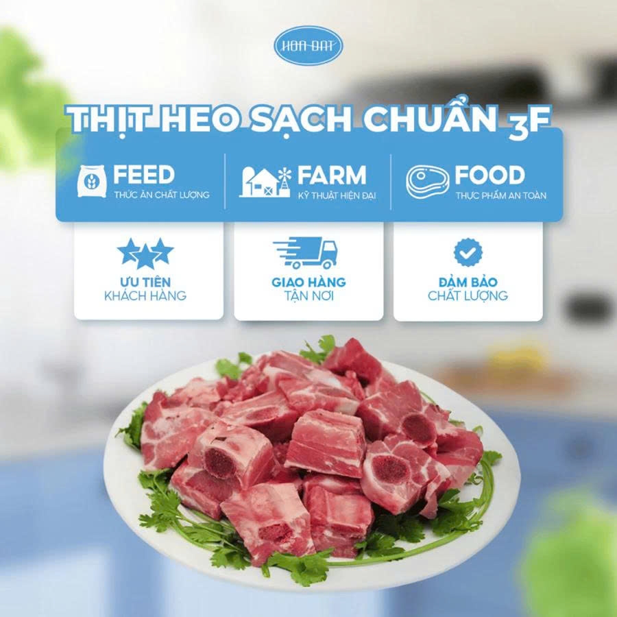 Sườn heo cắt miếng 5cm khay 1kg