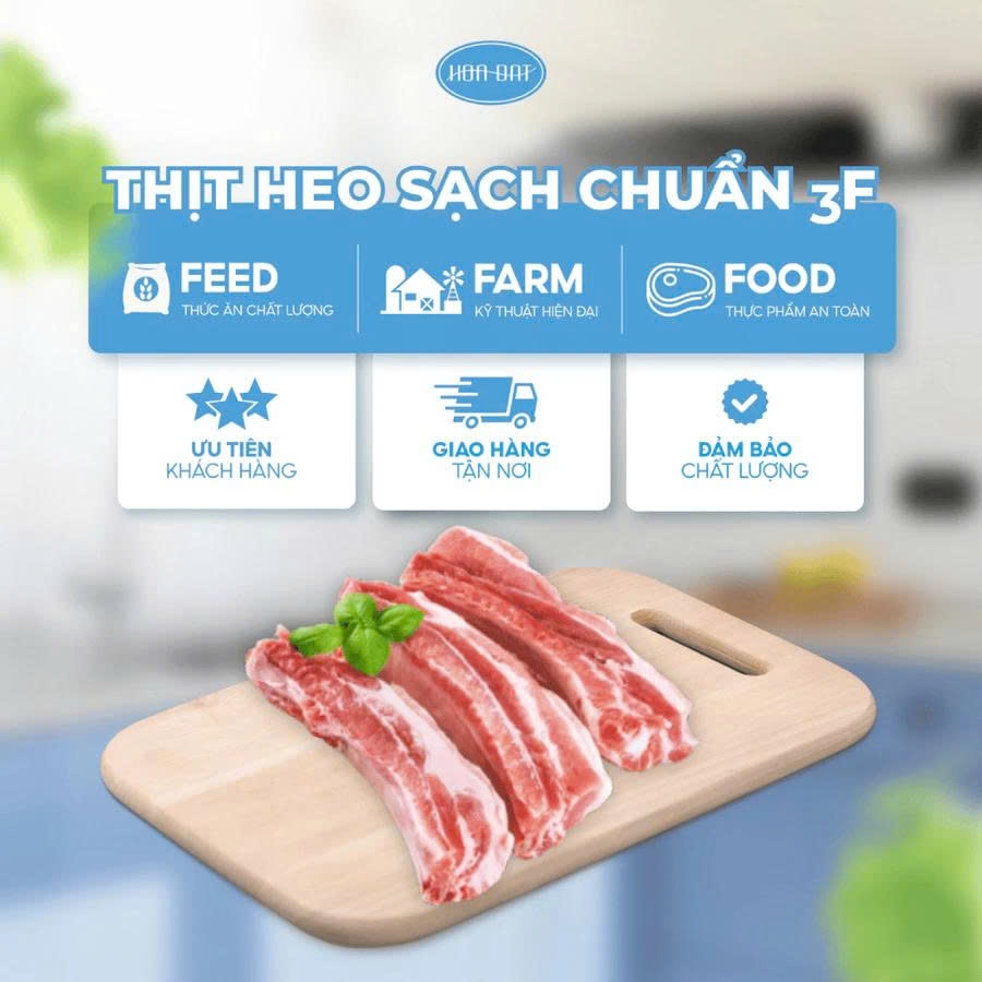 Sườn Non (Sườn Bẹ) Heo – Cắt Thanh – Hút Chân Không – Túi 1kg