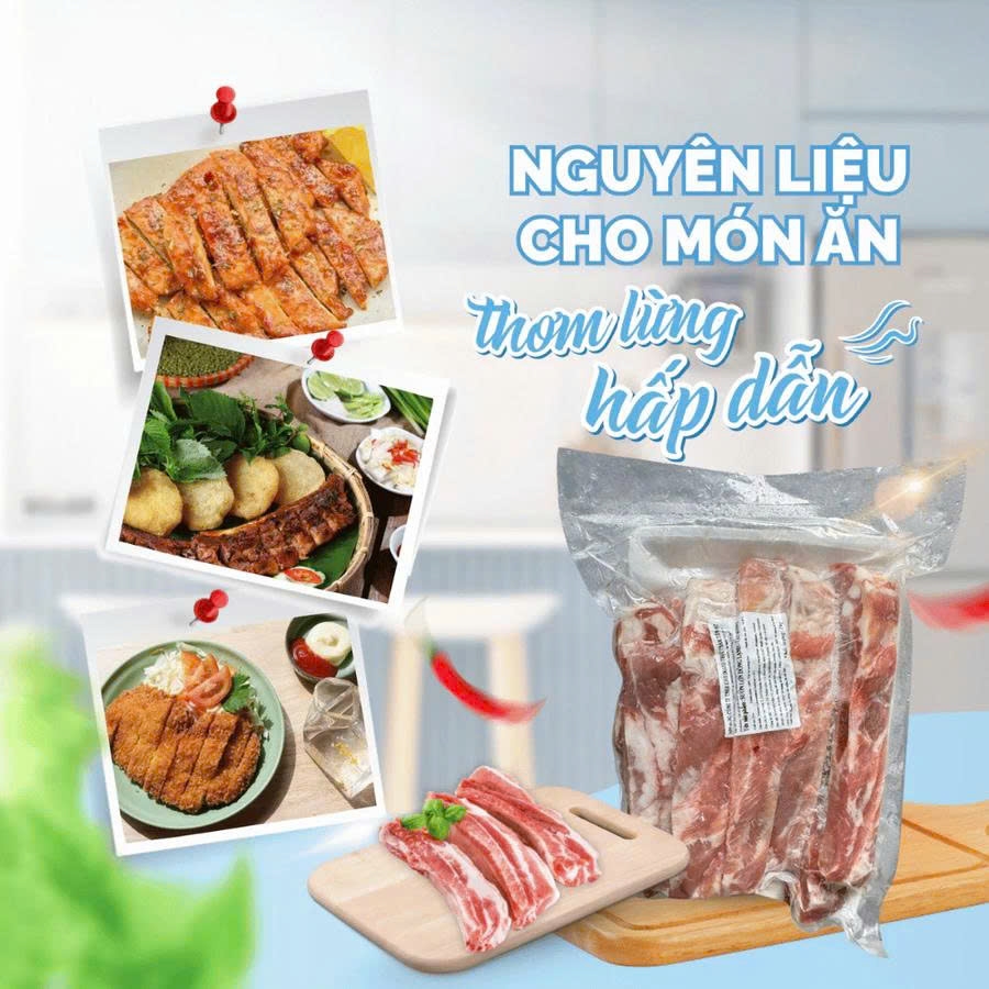 Sườn Non (Sườn Bẹ) Heo – Cắt Thanh – Hút Chân Không – Túi 1kg