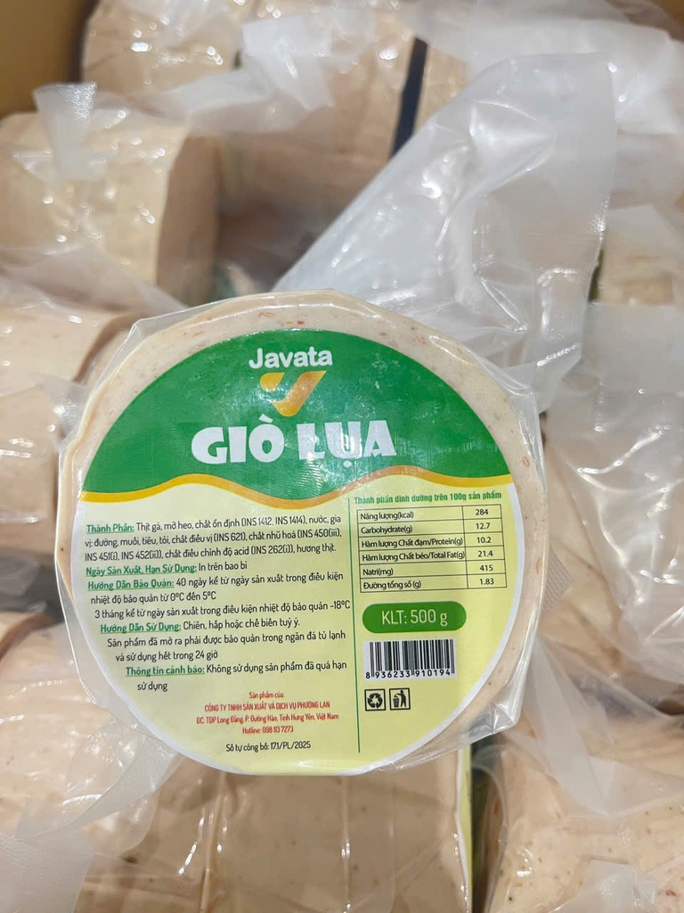 CHẢ LỤA (GIÒ lỤA) JAVATA GÓI 500GR - THÙNG 20KG