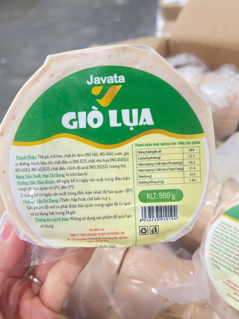 CHẢ LỤA (GIÒ lỤA) JAVATA GÓI 500GR - THÙNG 20KG