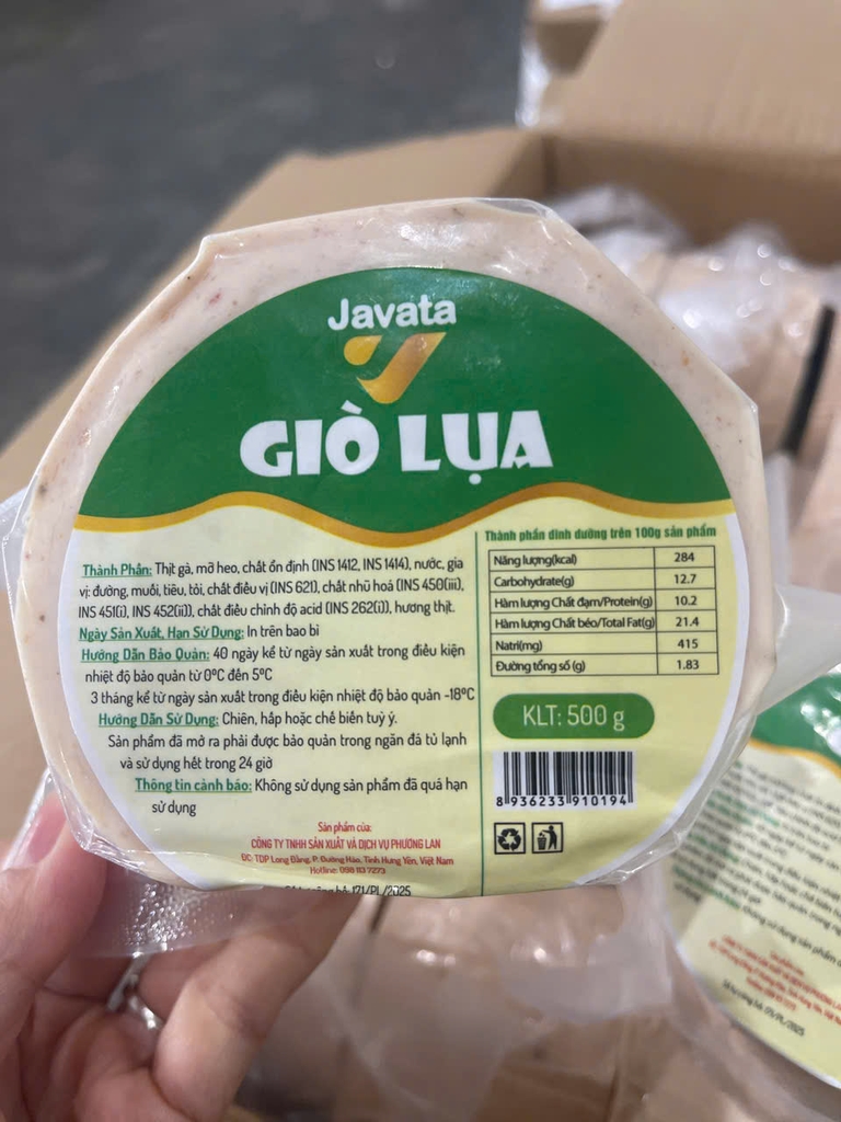 CHẢ LỤA (GIÒ lỤA) JAVATA GÓI 500GR - THÙNG 20KG