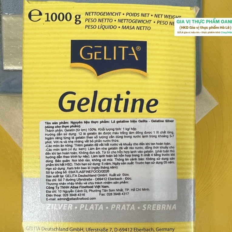 Gelatin Silver Lá Gelita 1kg/ 200 lá - Lẻ 10 lá