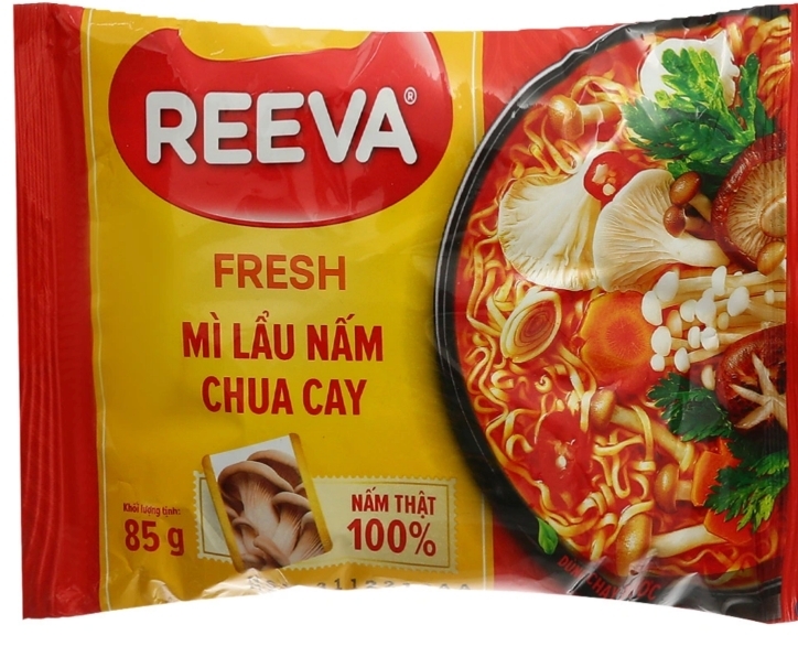 (Thùng 30) Mì lẩu nấm chua cay có nấm thật 85gr REEVA