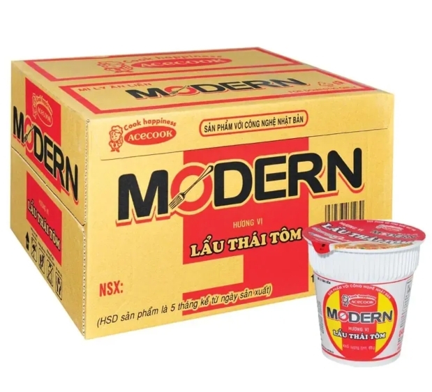 (Thùng 24 ly) Mì Ly lẩu thái tôm Modern 67gr