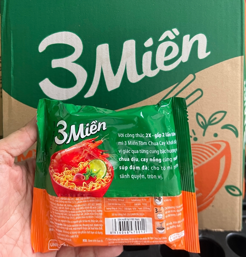 (Thùng 30) Mì tôm chua cay Ba Miền (65gr)