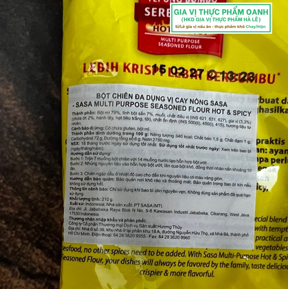 Bột chiên đa dụng vị cay nóng Sasa (210gr)