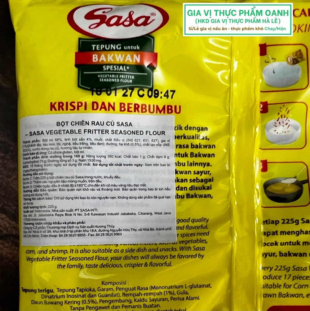 Bột chiên rau củ Sasa (225gr)