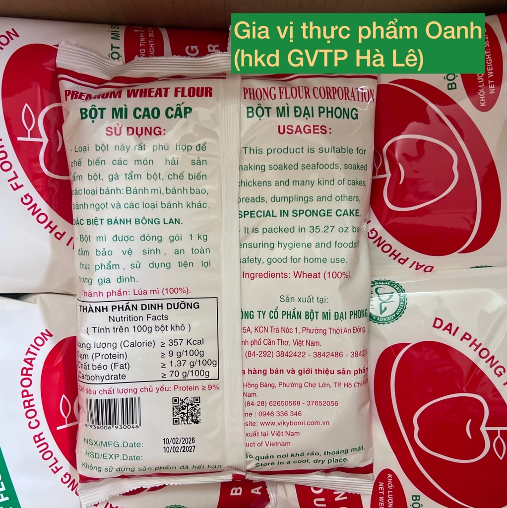 (Thùng 20kg) Bột mì Táo Đỏ Đại Phong (1kg)