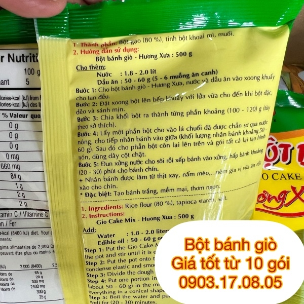 (Thùng 20) Bột bánh giò Hương Xưa (500gr)