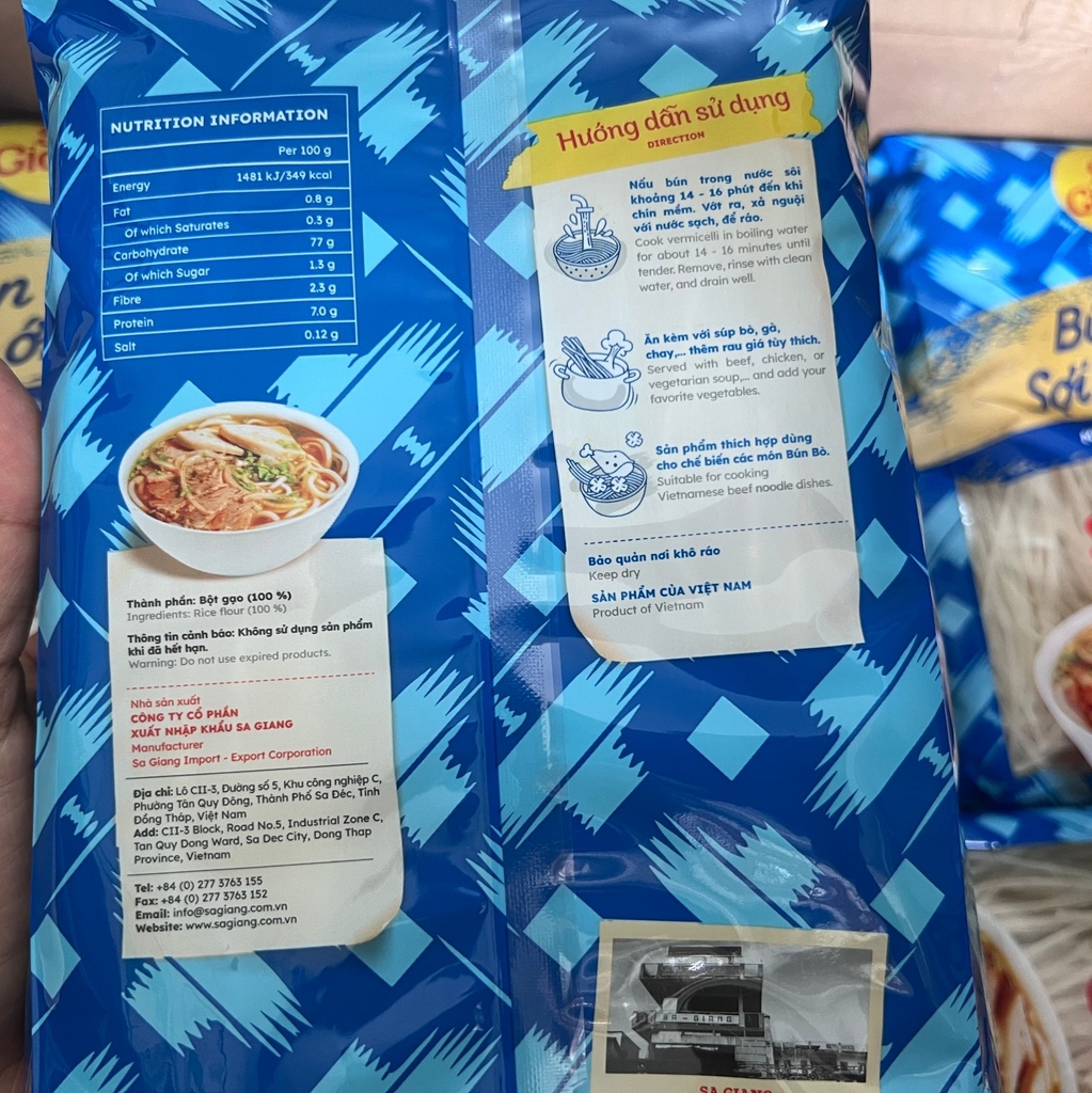 BÚN TƯƠI SỢI “XL” Sa Giang (400g)/ Thùng 20