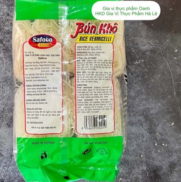 (Thùng 20) Bún khô(400gr) Safoco