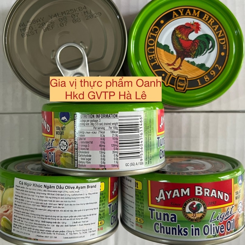 Cá ngừ khúc ngâm dầu olive Ayam Brand (150gr)