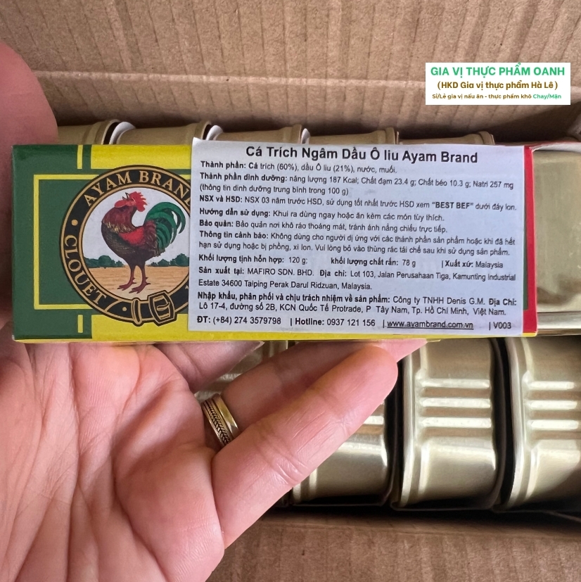 Cá trích ngâm dầu Olive 120gr Ayam Brand