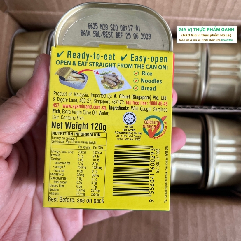 Cá trích ngâm dầu Olive 120gr Ayam Brand