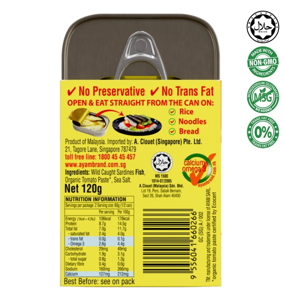 (Thùng 24) Cá trích sốt cà chua 120gr Ayam Brand