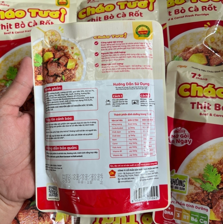 Cháo tươi Cây Thị thịt bò cà rốt (240gr)